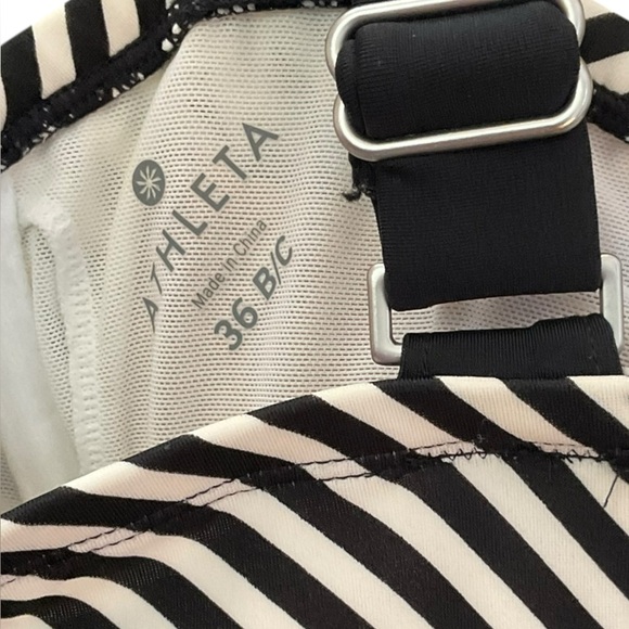 Athleta Black & White Stripe Pura Swim UPF 50+ Dress 36 B/C Built in bra. Beach - Picture 15 of 16